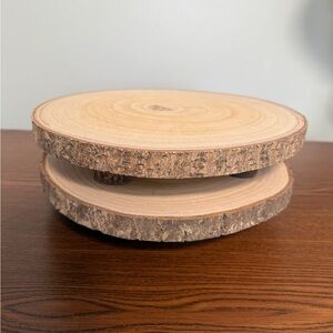 10-11 Inch Rustic Wooden Cake Stands Set of Two